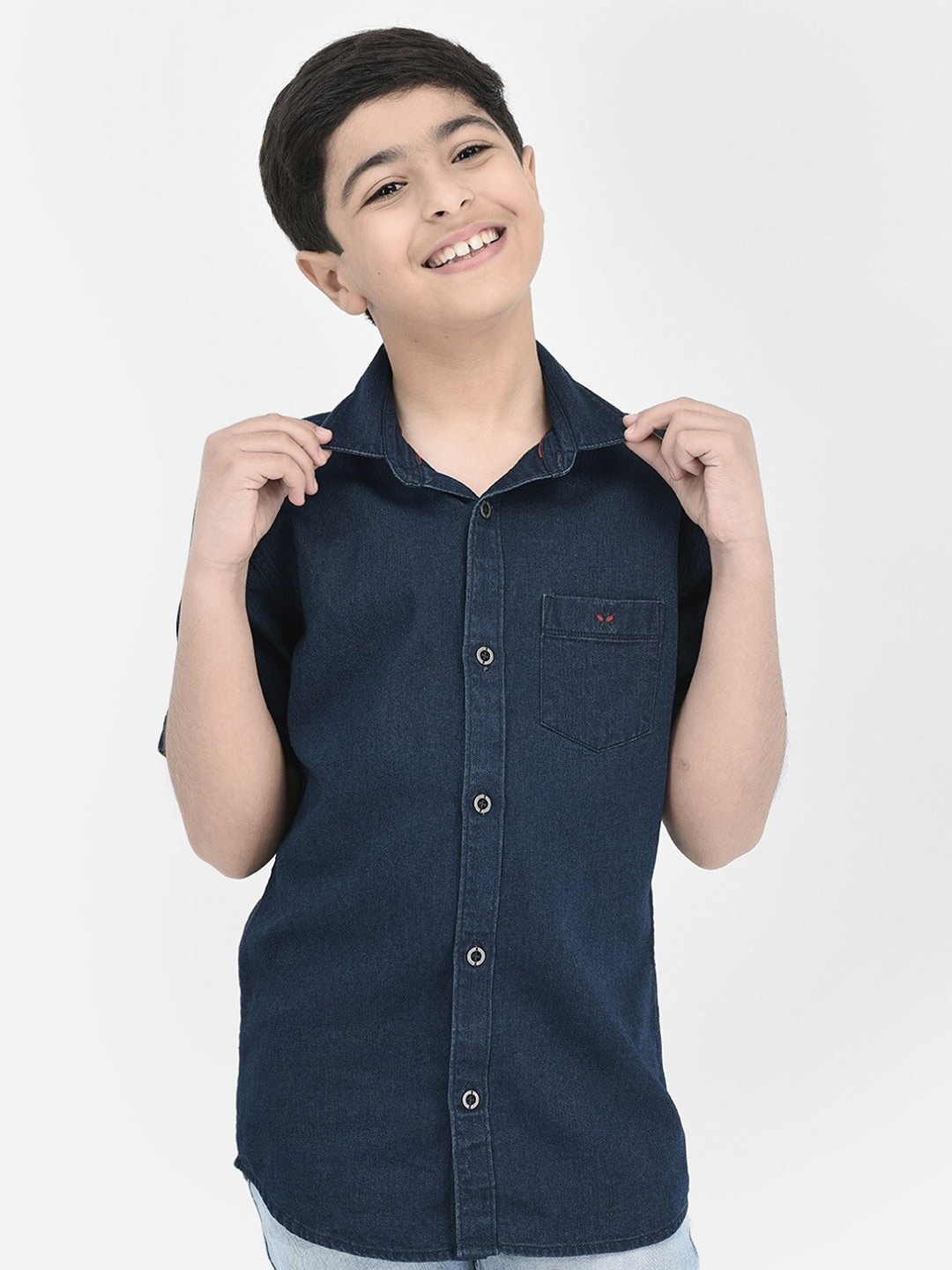 

Crimsoune Club Boys Slim Fit Pure Cotton Casual Shirt, Navy blue