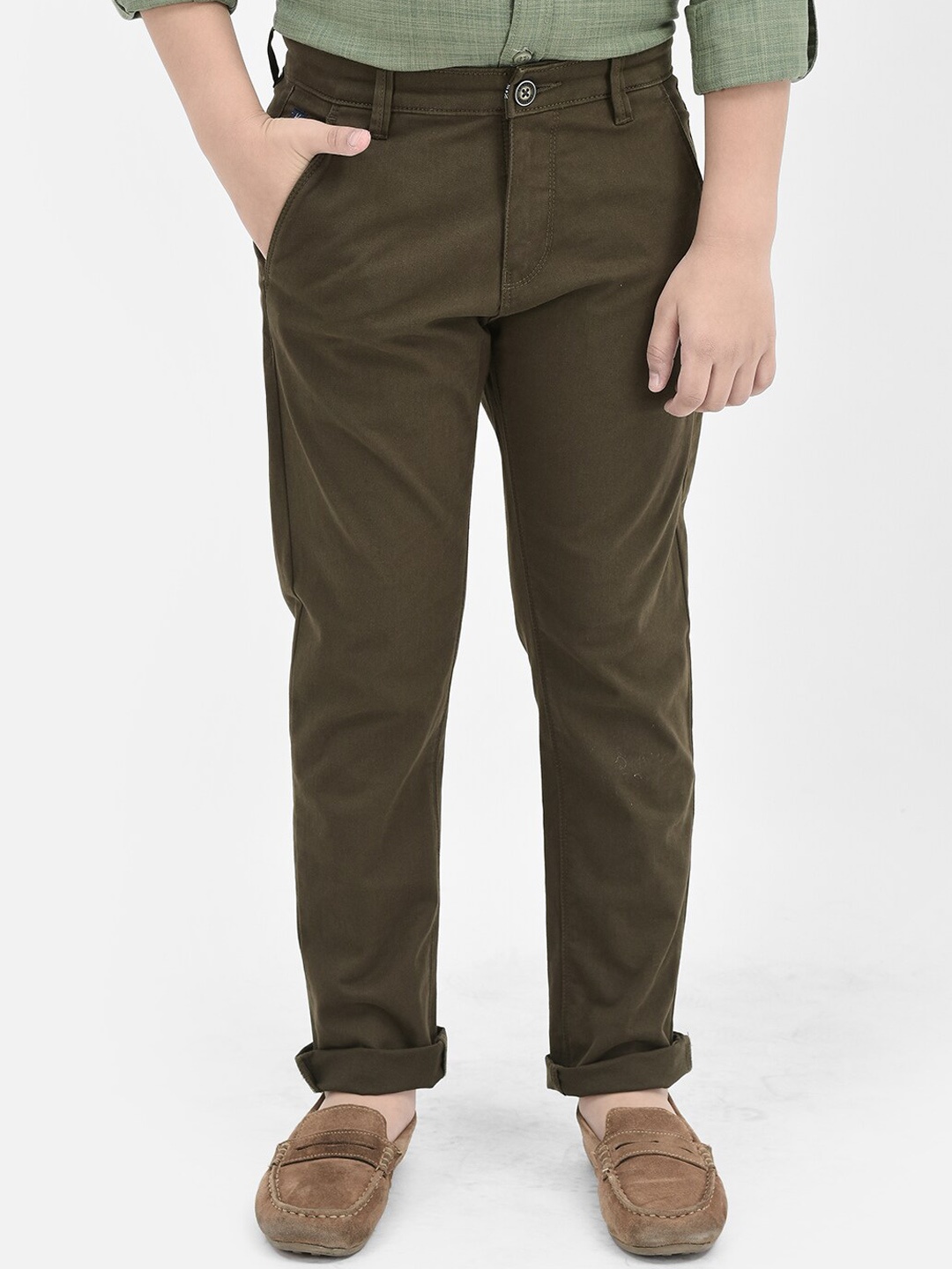 

Crimsoune Club Boys Slim Fit Chinos, Brown