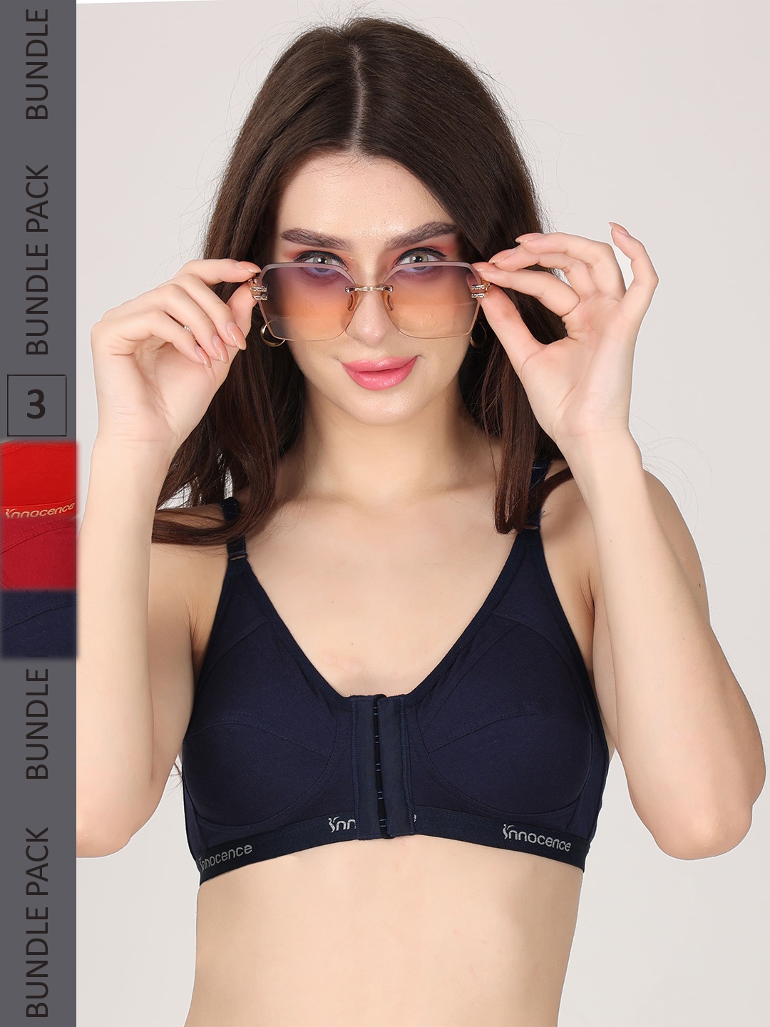 

Innocence Pack Of 3 Full Coverage Seamless Non Padded Cotton Everyday Bras, Maroon