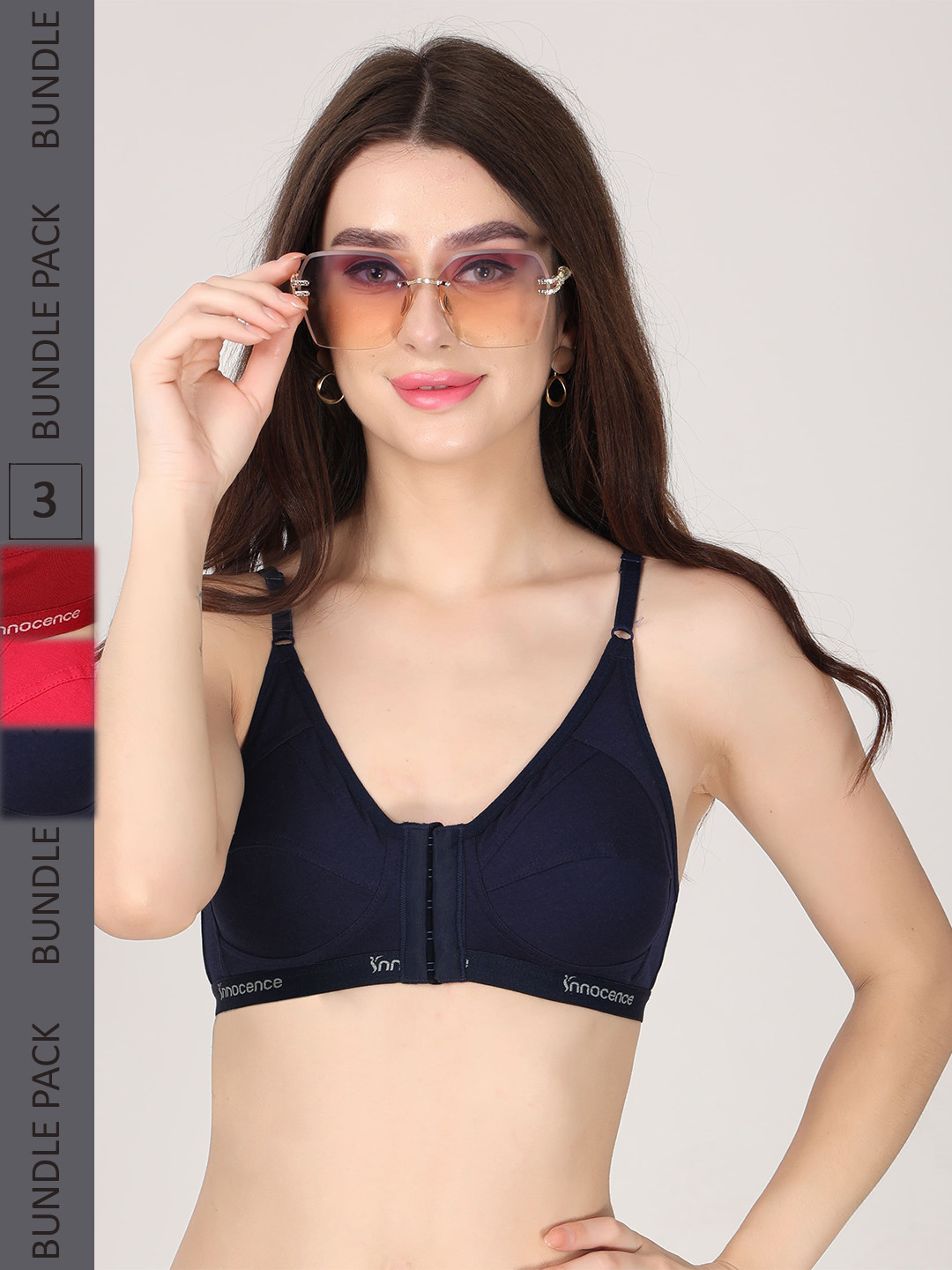 

Innocence Pack Of 3 Full Coverage Seamless Non Padded Cotton Everyday Bras, Maroon
