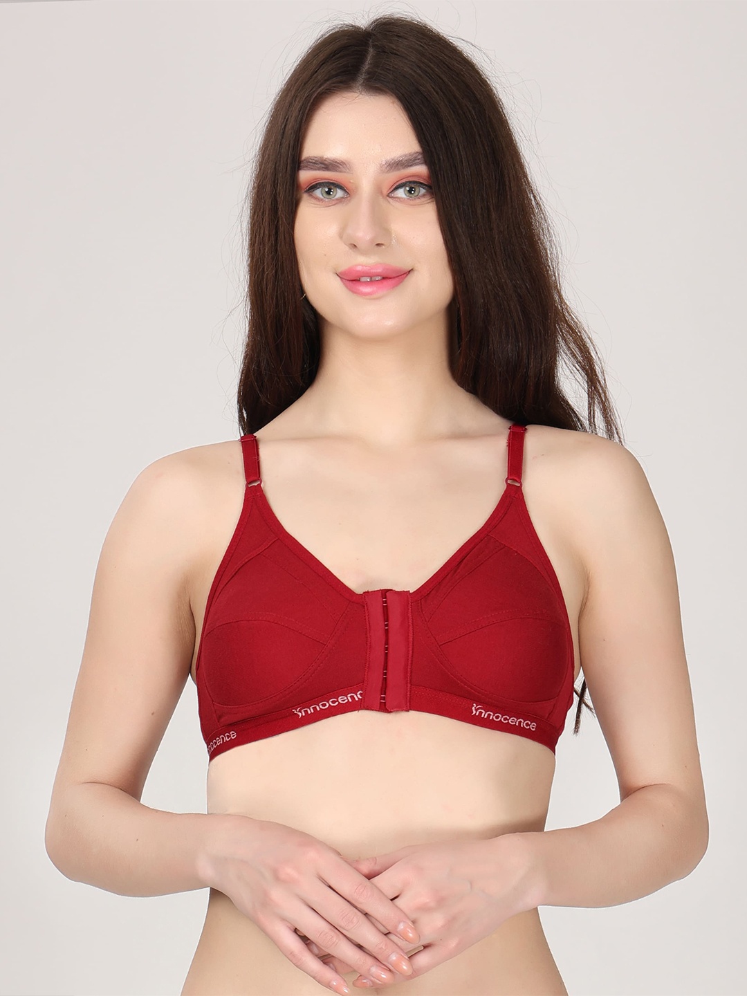 

Innocence Full Coverage Seamless Non Padded Cotton Everyday Bra, Maroon