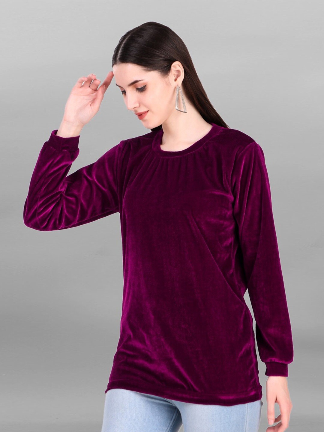 

APNISHA Purple Velvet Top