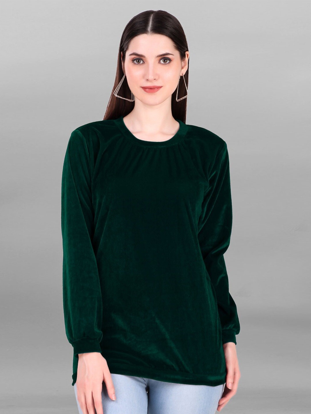 

APNISHA Green Velvet Top