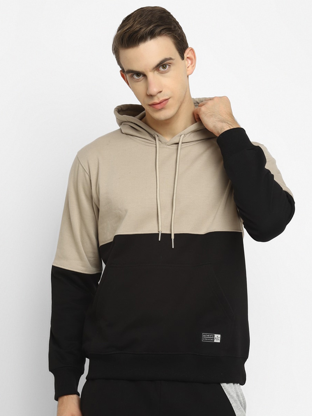 

Alan Jones Colourblocked Hooded Pullover Sweatshirt, Beige