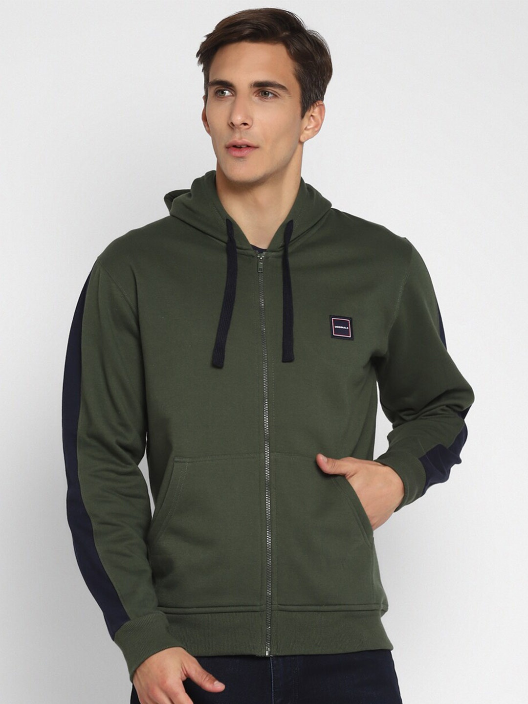 

Alan Jones Hooded Front-Open Sweatshirt, Olive