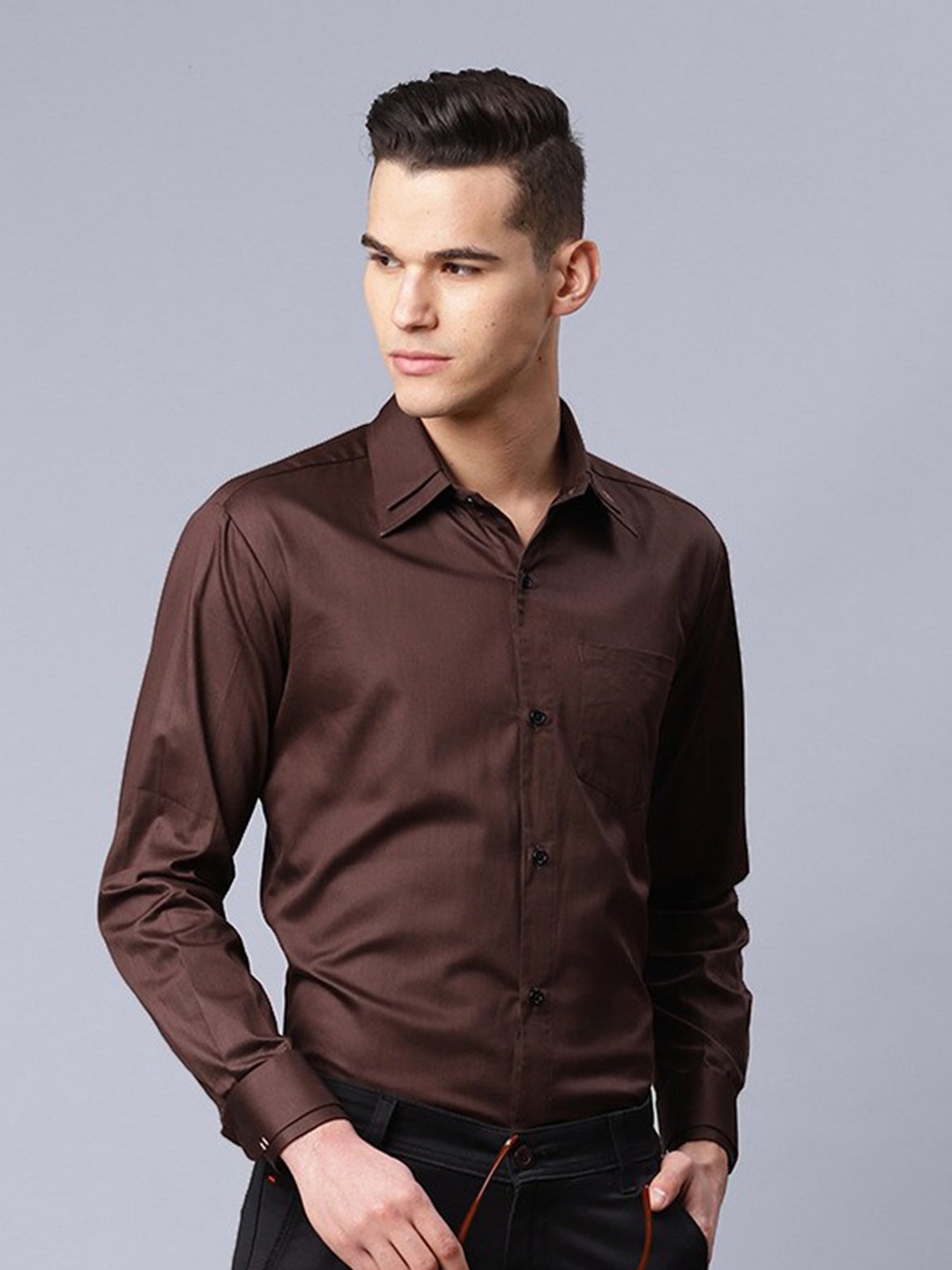 

SHABERRY Classic Cotton Formal Shirt, Brown