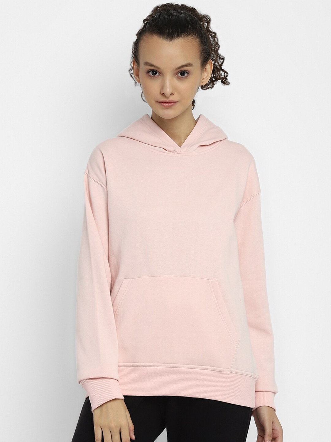 

Alan Jones Women Solid Hooded Oversized Pullover Sweatshirt, Pink