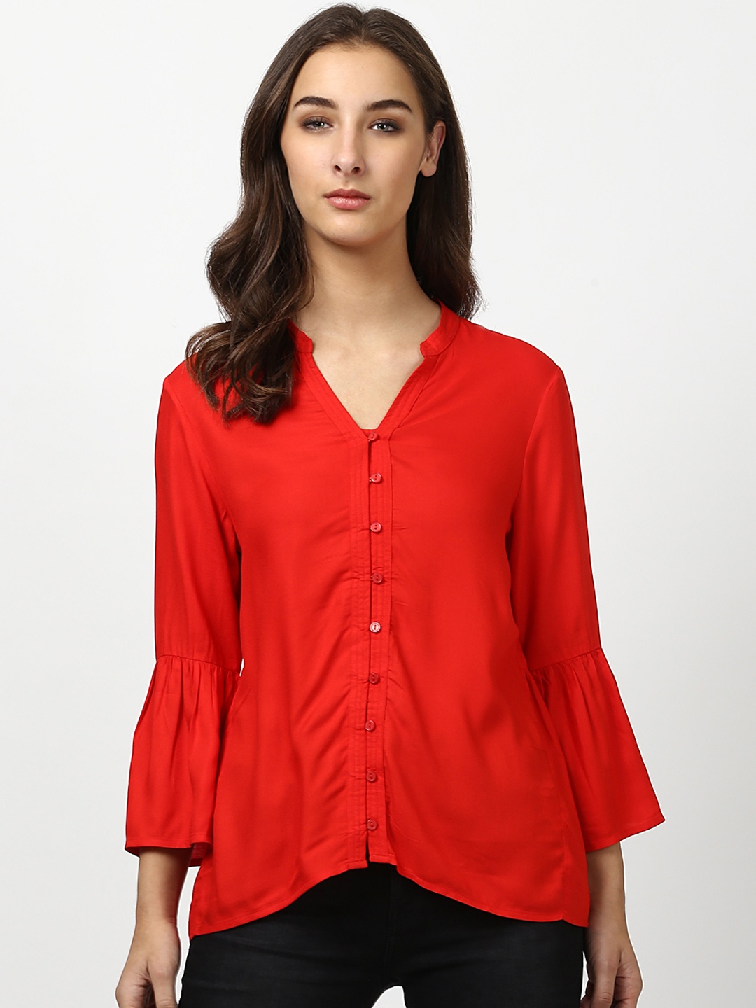 

Harpa Women Red Solid Shirt Style Top