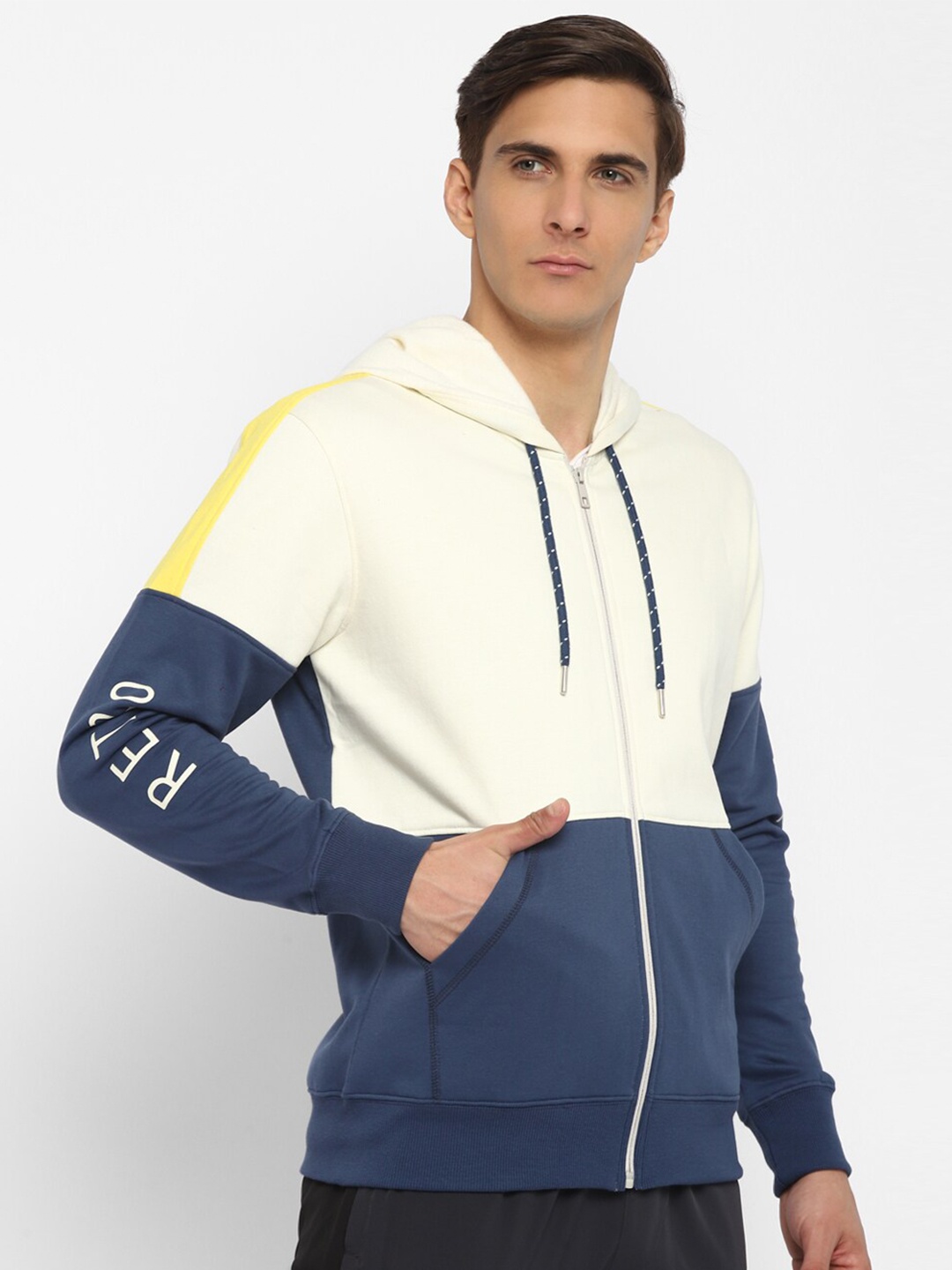 

Alan Jones Colourblocked Hooded Front-Open Sweatshirt, Cream