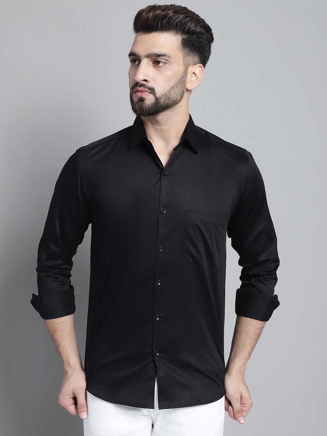 

JAINISH Classic Cotton Casual Shirt, Black