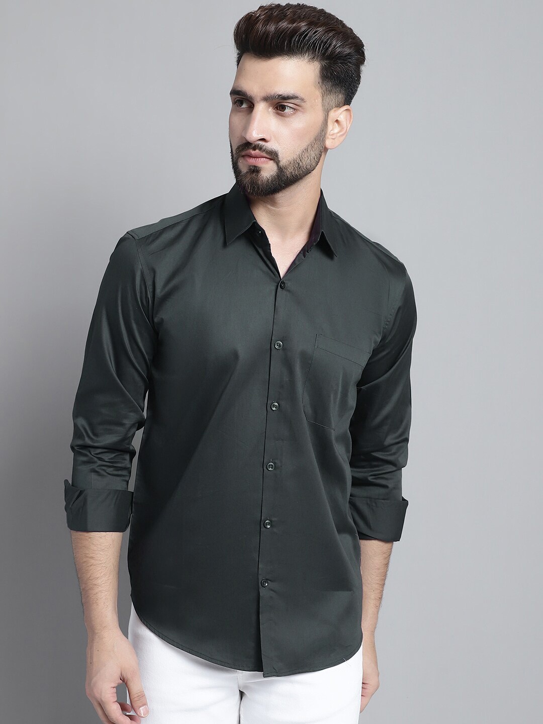 

JAINISH Classic Spread Collar Casual Shirt, Black