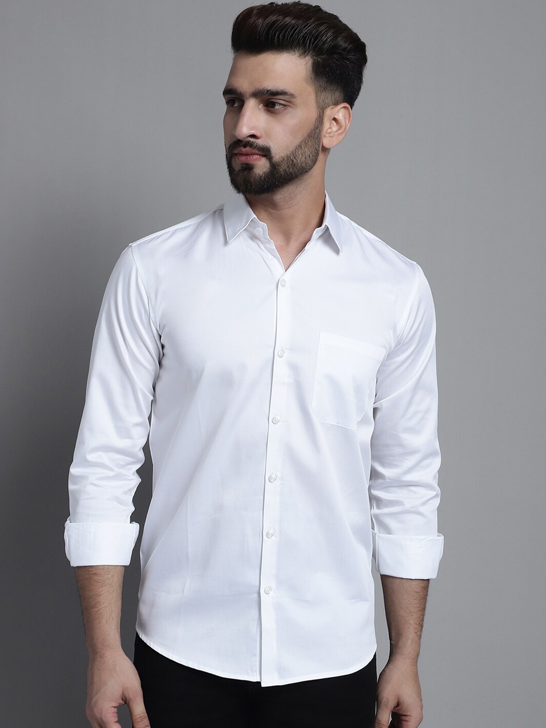 

JAINISH Classic Cotton Satin Casual Shirt, White