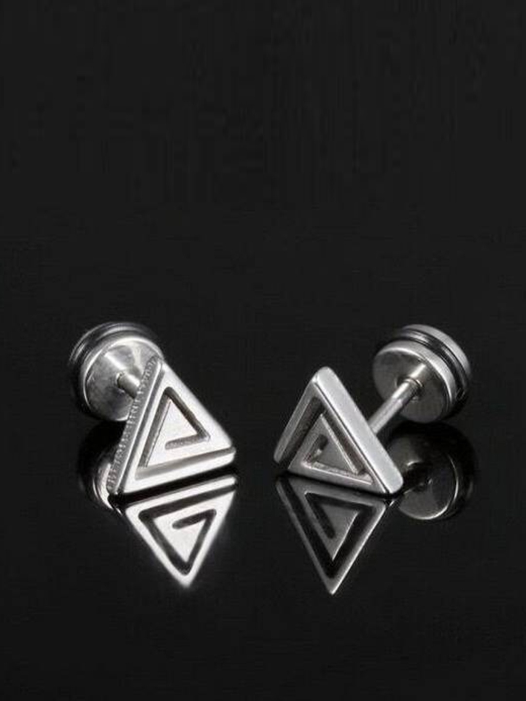 

VIEN Silver-Plated Triangular Studs Earrings
