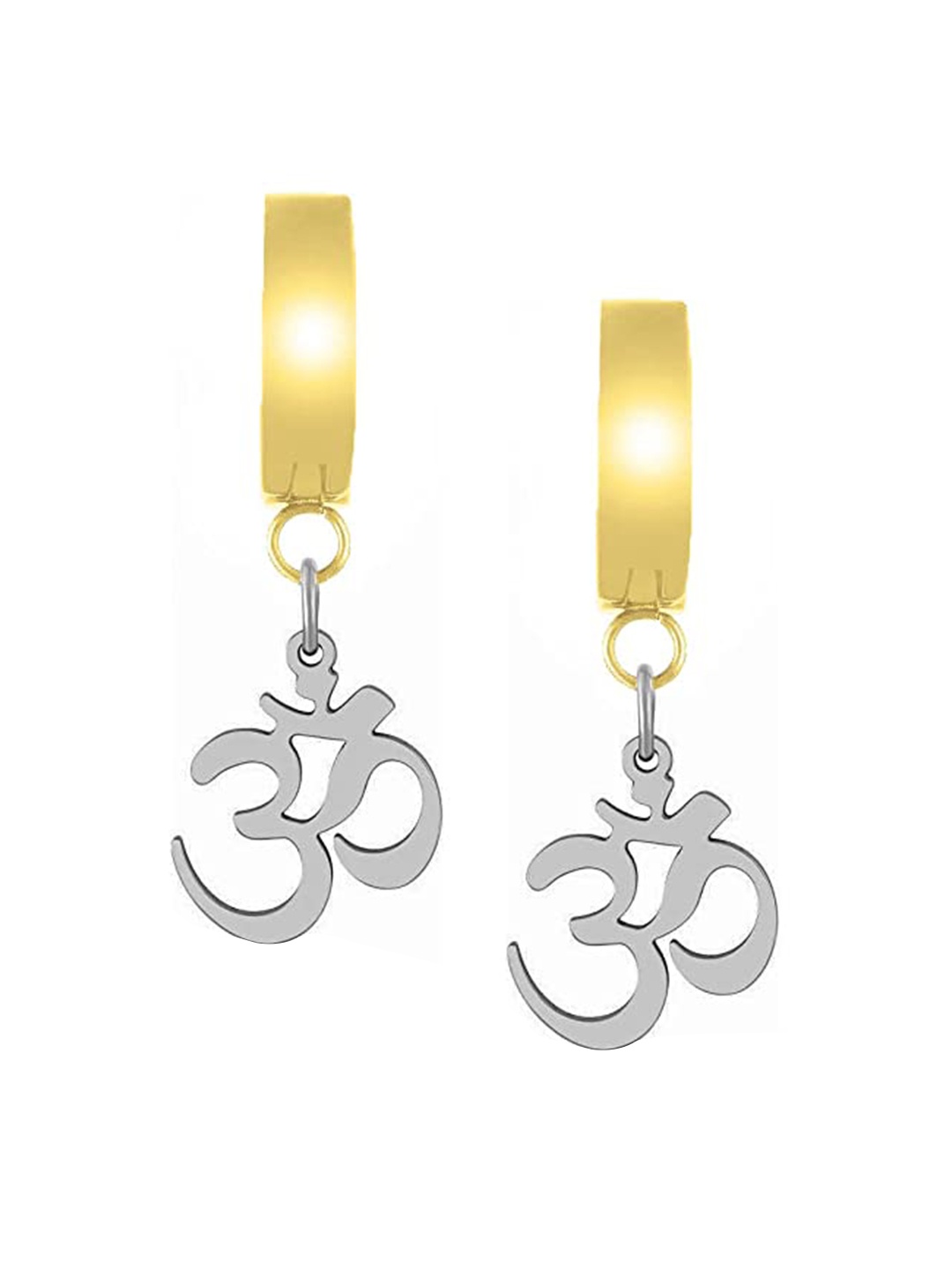

VIEN Gold-Plated Contemporary Om Hoop Earrings