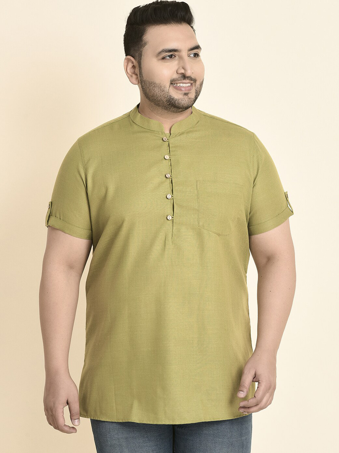 

Sztori Mandarin Collar Kurta, Green