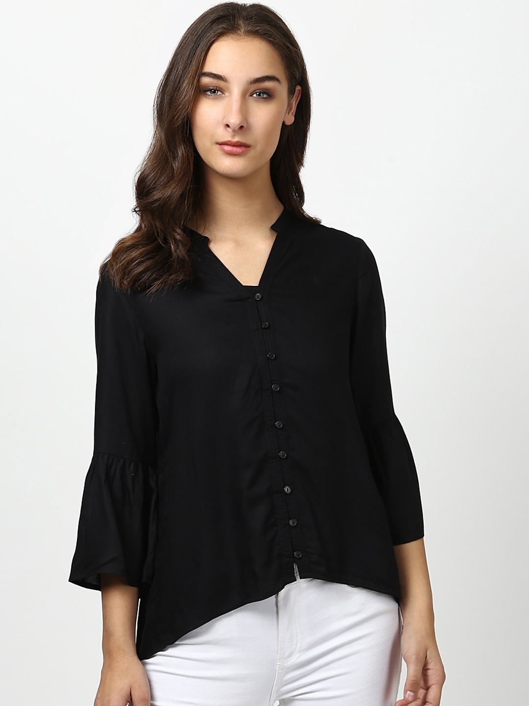 

Harpa Women Black Solid Shirt Style Top