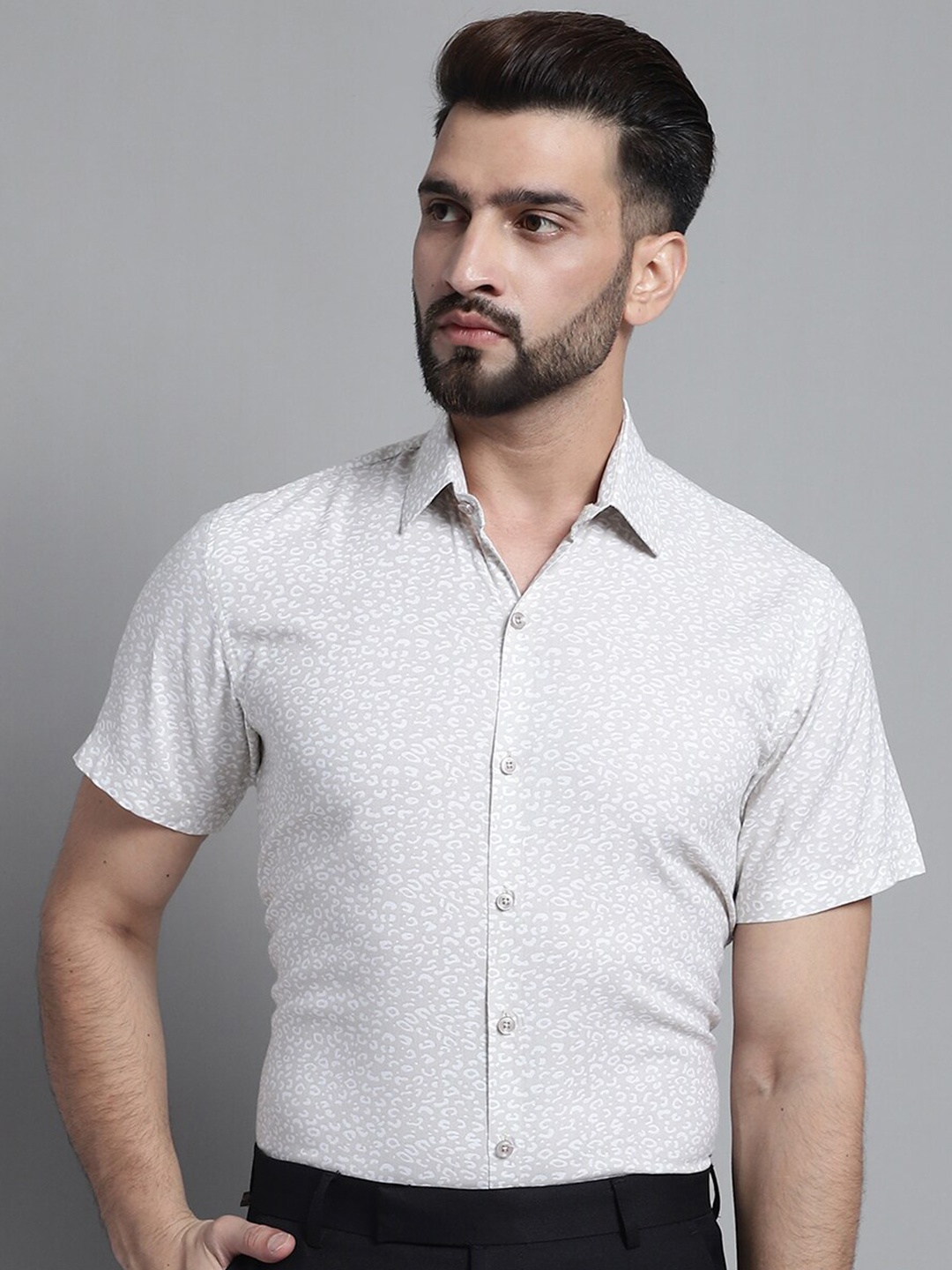 

JAINISH Classic Micro Ditsy Printed Formal Shirt, Beige