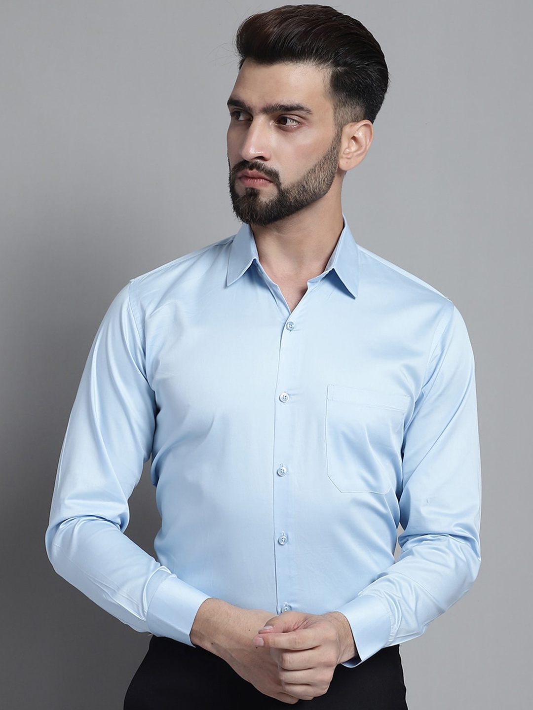 

JAINISH Blue Classic Spread Collar Formal Shirt