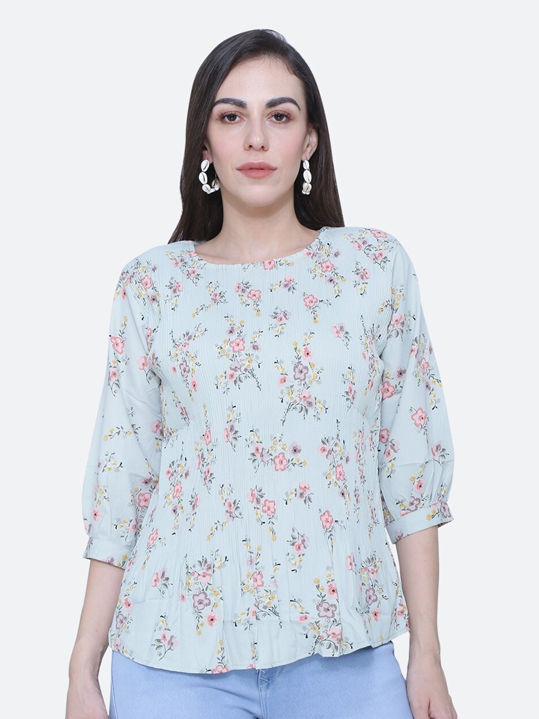 

BAESD Floral Printed Regular Top, Green
