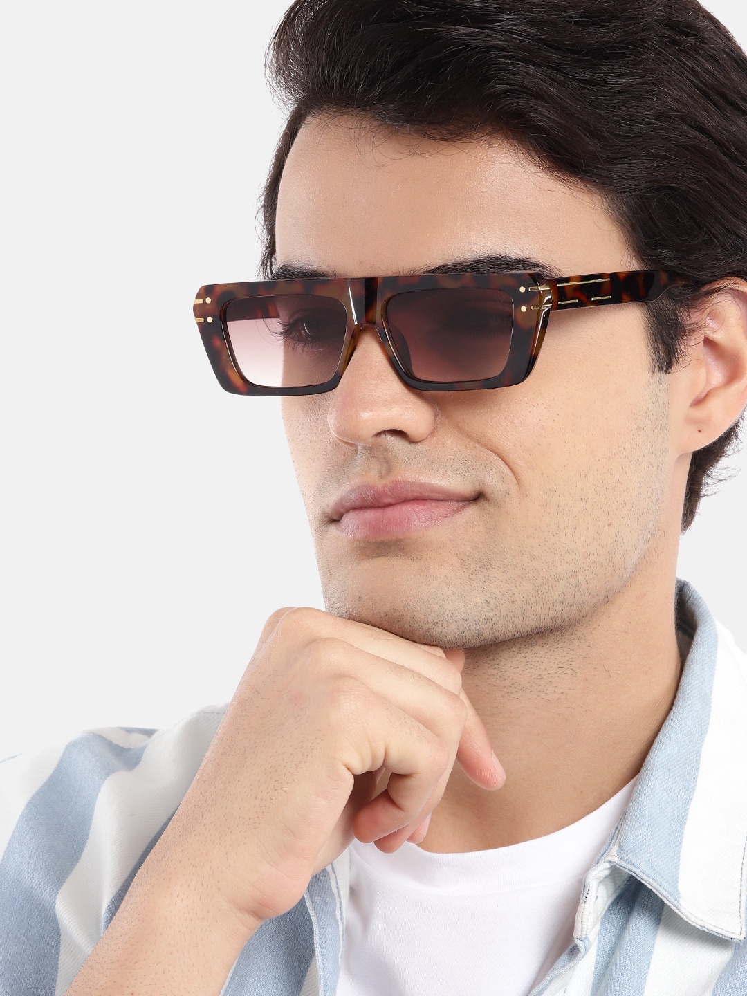 

Voyage Unisex Rectangle Sunglasses with UV Protected Lens 2313MG4158, Brown