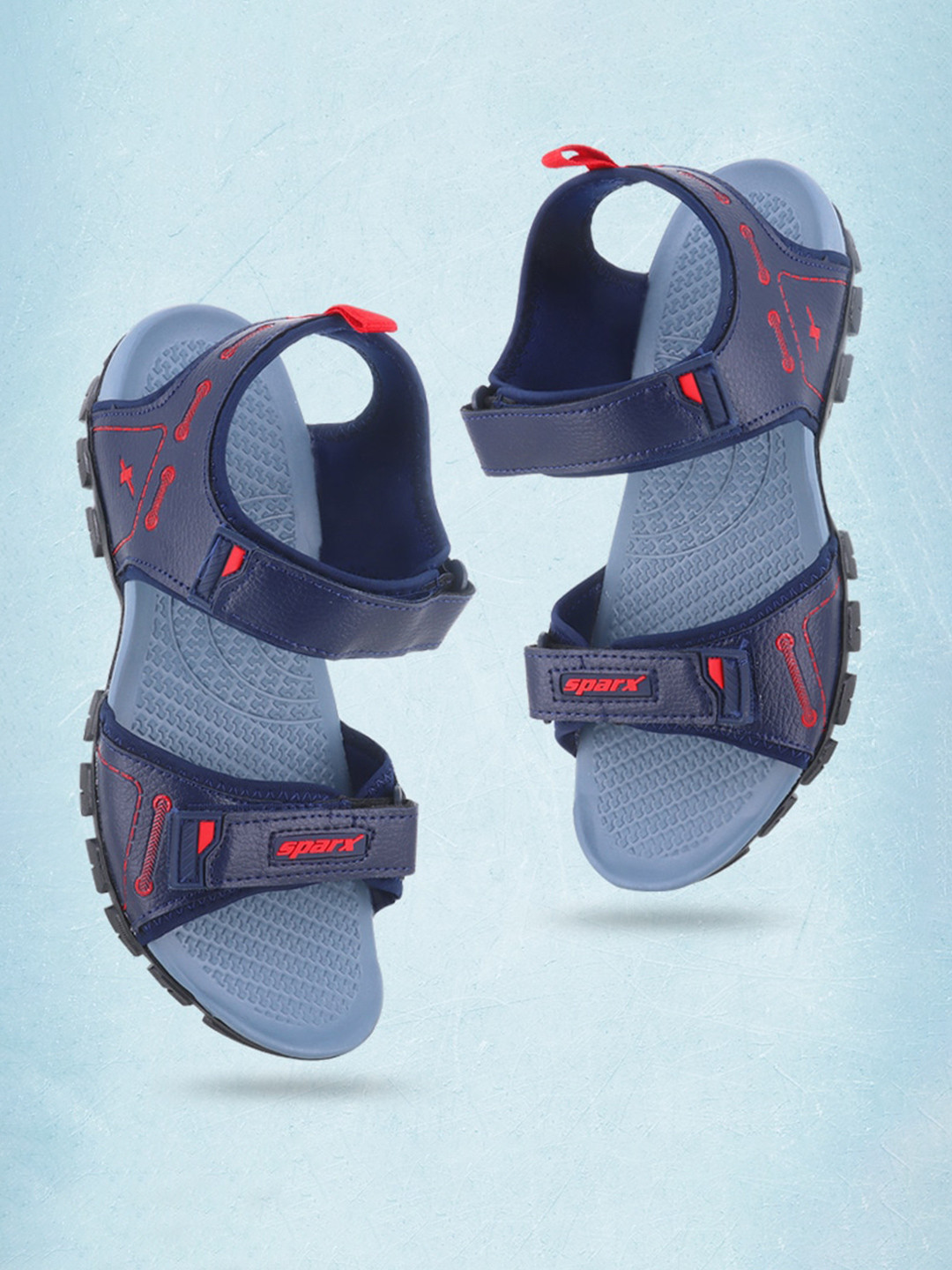 

Sparx Men Brand Logo Embossed Sports Sandals With Velcro Closure, Navy blue