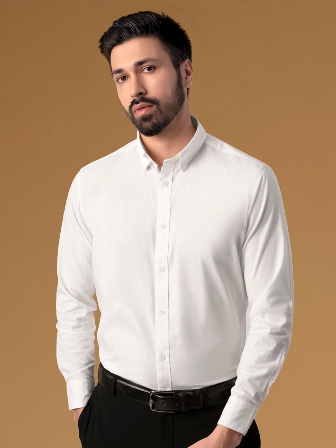 

KINGDOM OF WHITE Opaque Cotton Casual Shirt