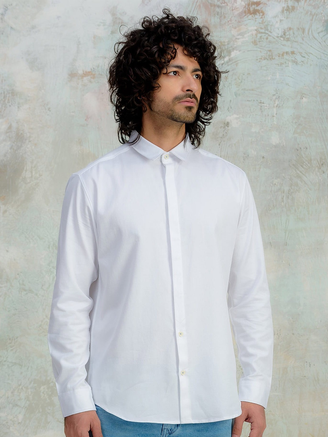 

KINGDOM OF WHITE Opaque Cotton Casual Shirt