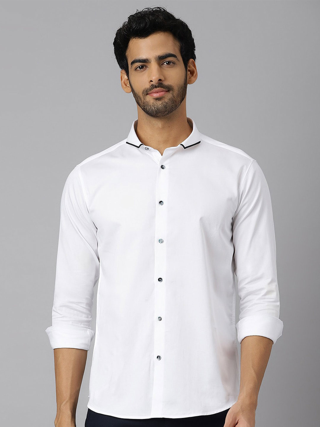 

KINGDOM OF WHITE Slim Collar Cotton Casual Shirt