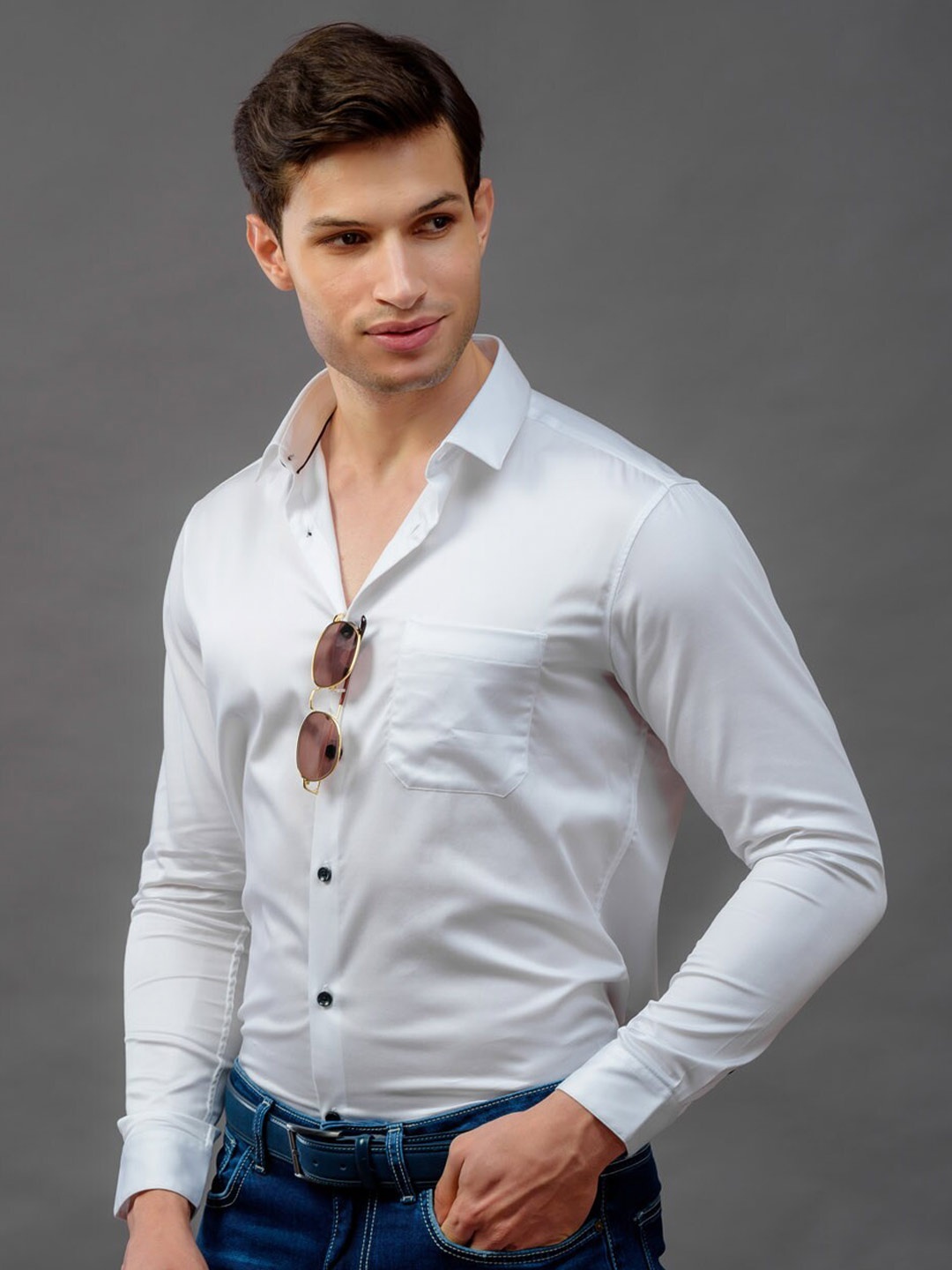 

KINGDOM OF WHITE Opaque Cotton Casual Shirt
