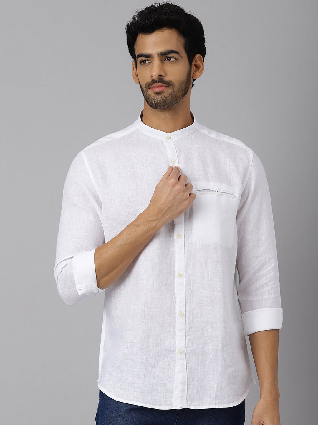 

KINGDOM OF WHITE Opaque Cotton Casual Shirt
