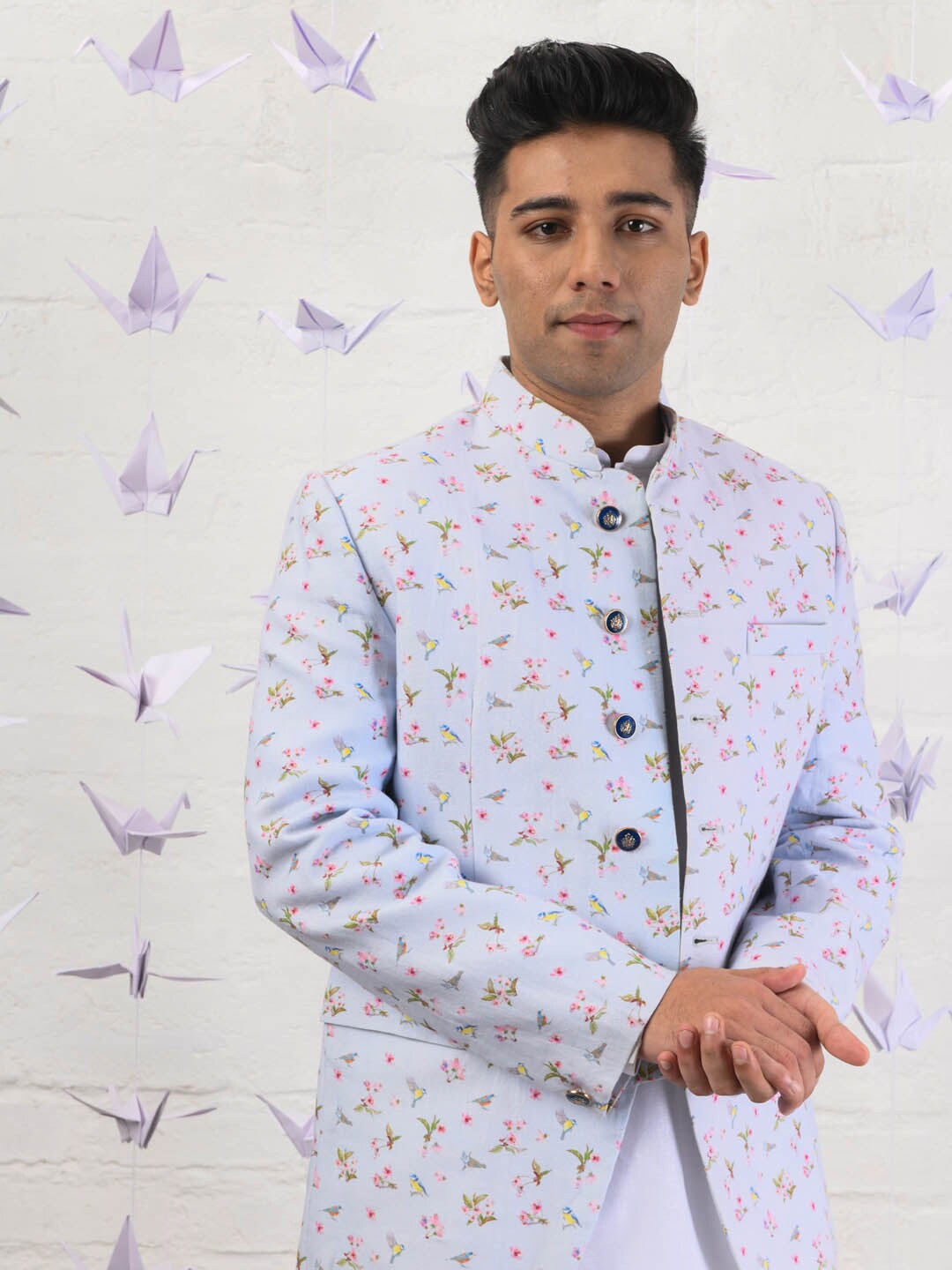 

KINGDOM OF WHITE Mandarin Collar Cotton Kurta