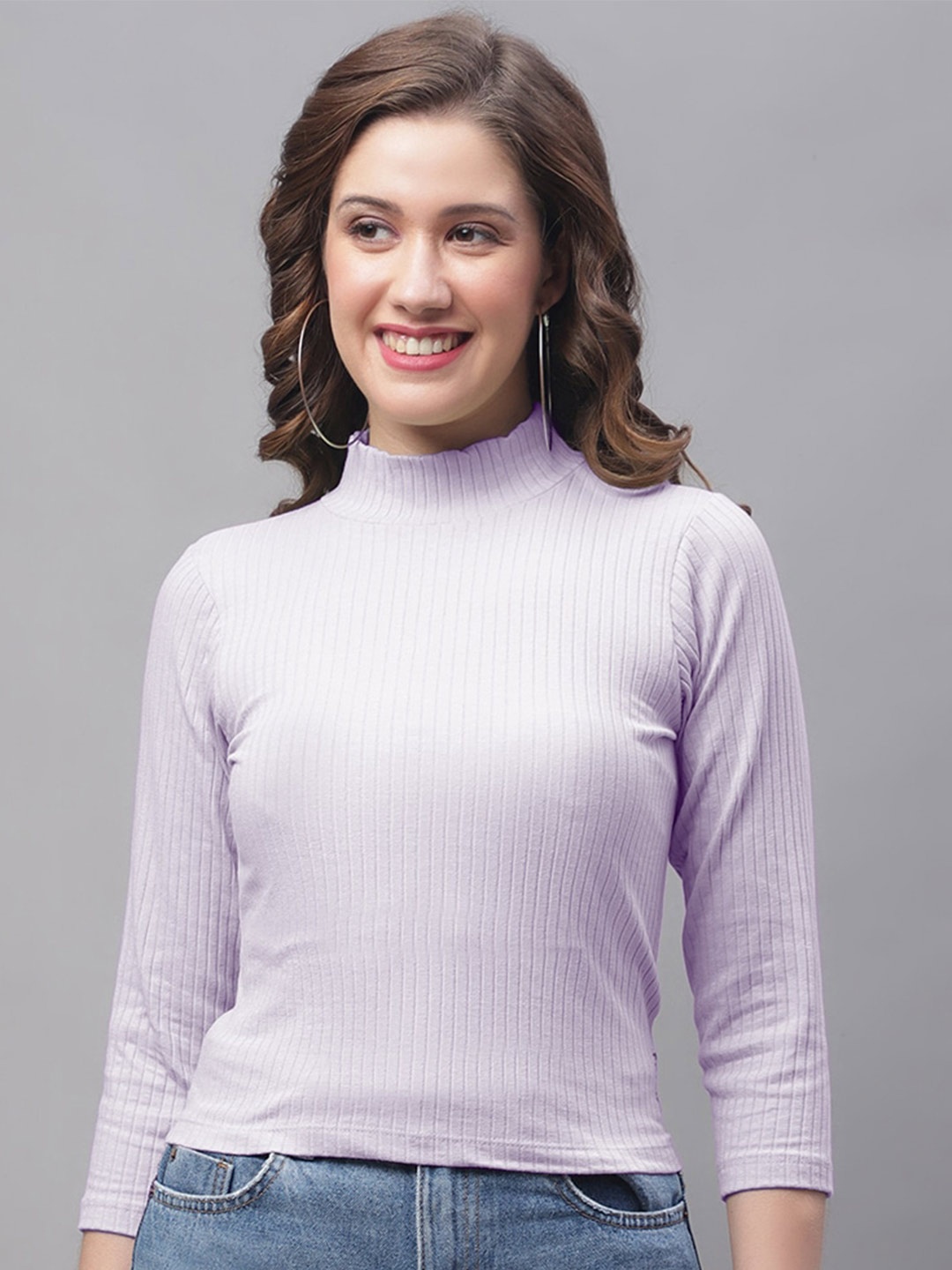 

Friskers High Neck Cotton Fitted Top, Lavender
