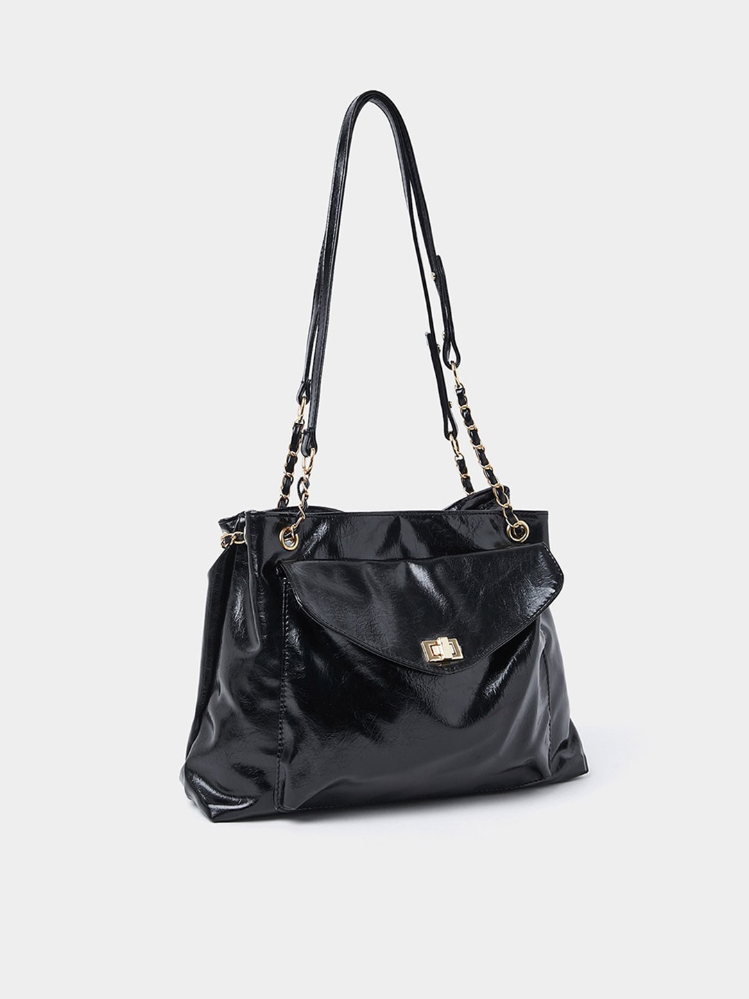 

Styli Black Textured Shoulder Bag