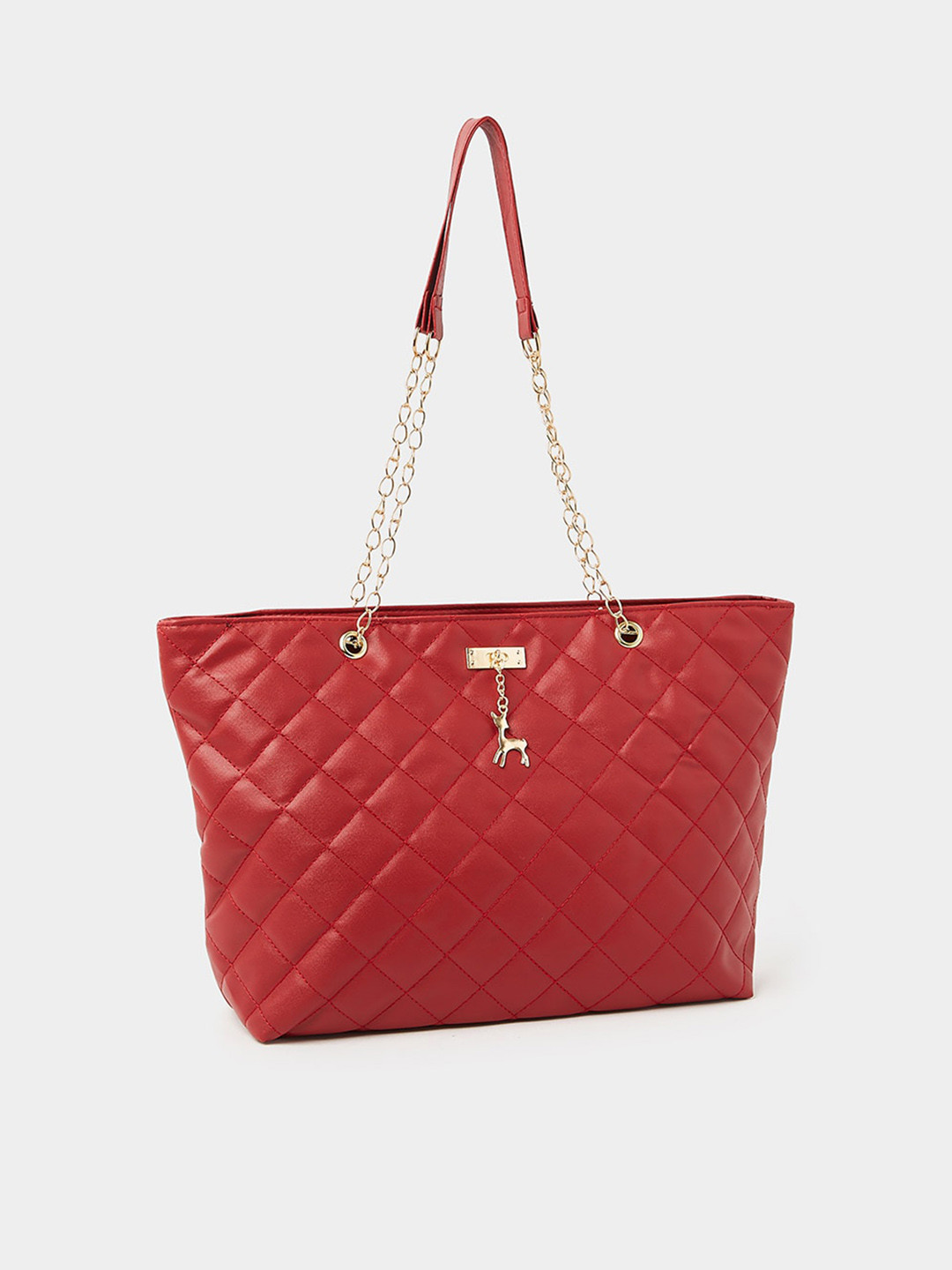 

Styli Quilted Shoulder Bag with Zip Closure, Red