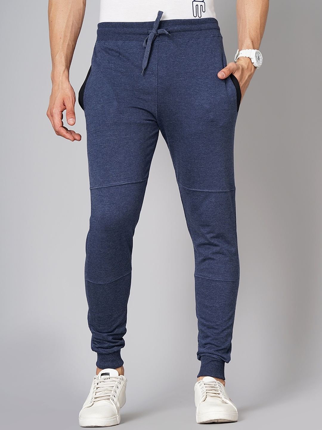 

MADSTO Men Cotton Slim Fit Sports Joggers, Blue