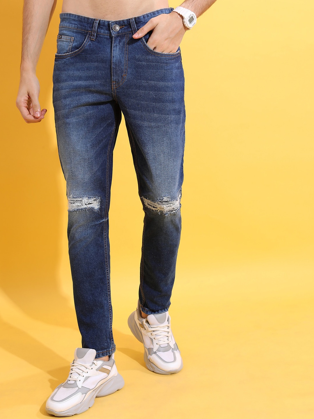 

Highlander Men Tapered Fit stretchable Jeans, Blue