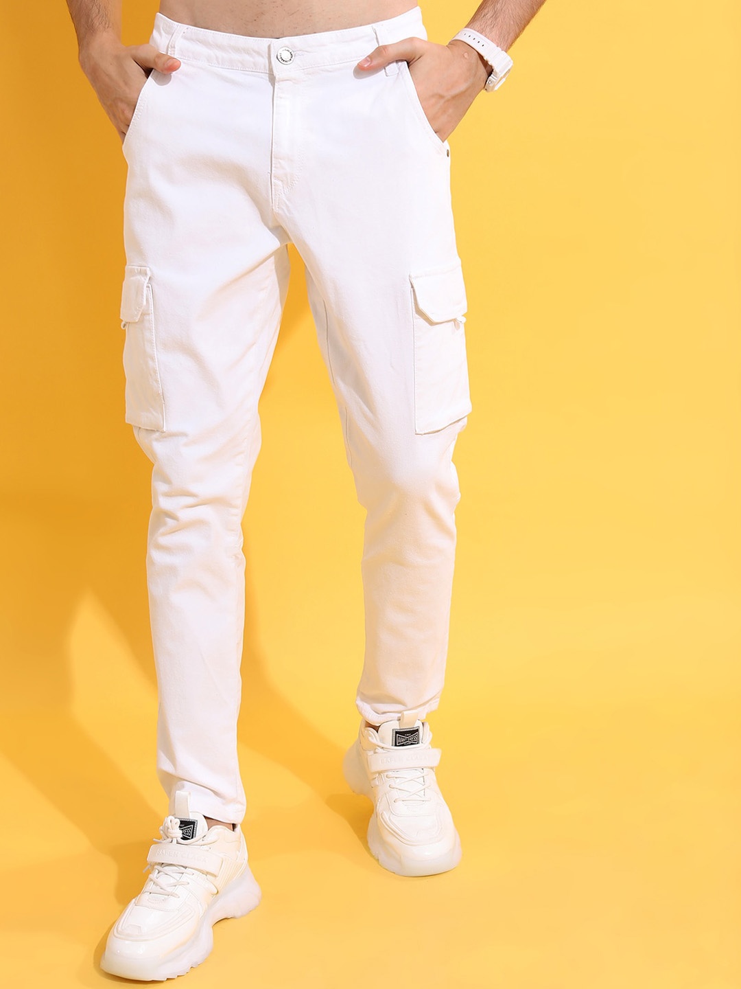 

Highlander Men Cargo Arte Fit Stretchable Jeans, White