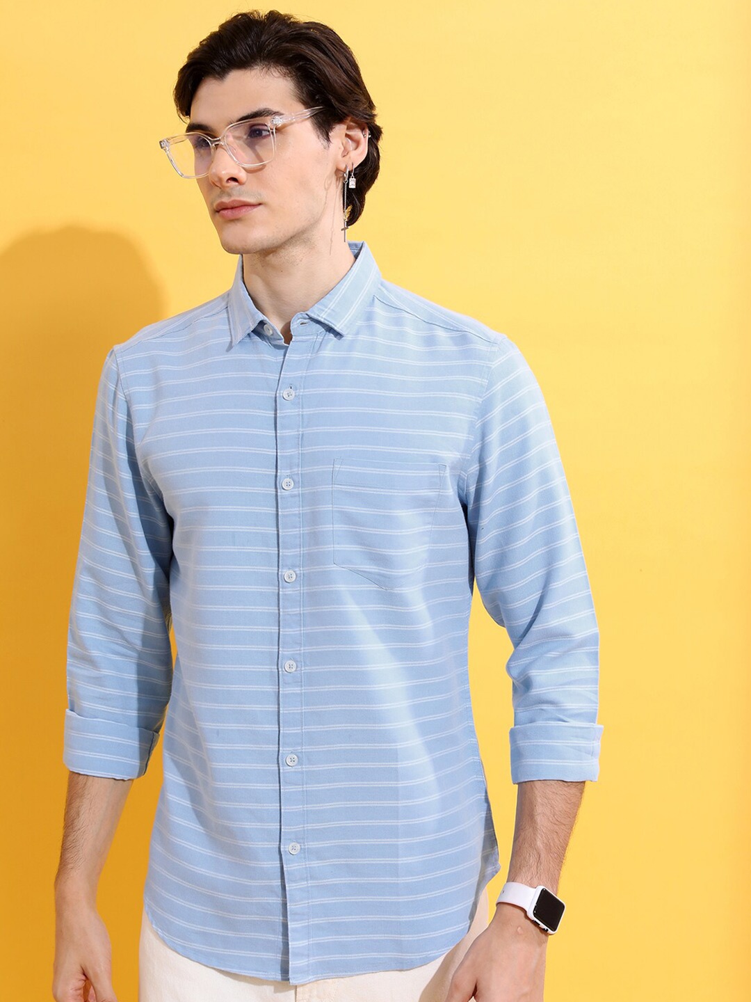 

KETCH Slim Fit Horizontal Striped Casual Shirt, Blue
