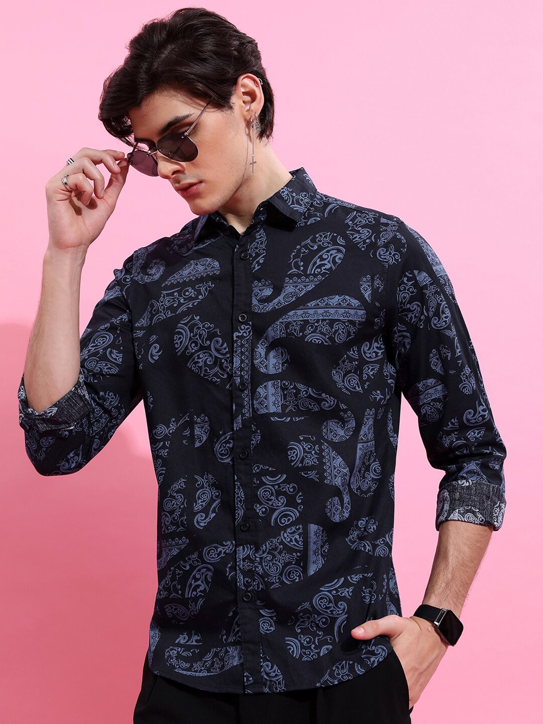 

KETCH Slim Fit Floral Printed Casual Shirt, Navy blue