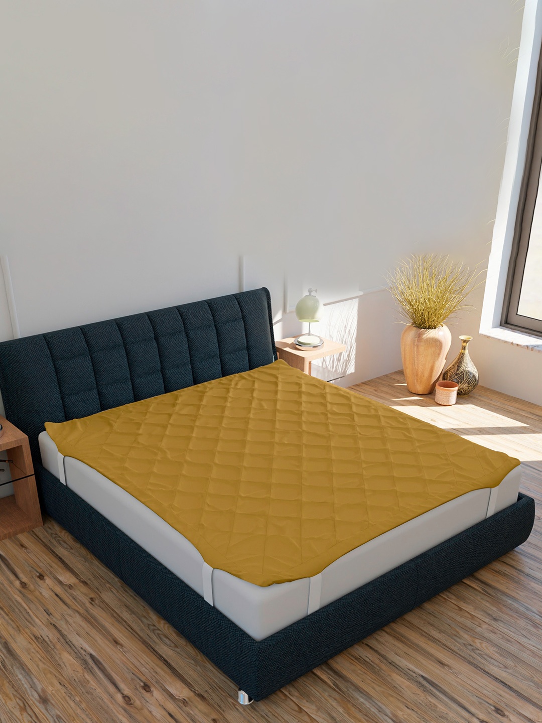 

CURIOUS LIFESTYLE Beige Cotton Double Bed Waterproof Mattress Protector