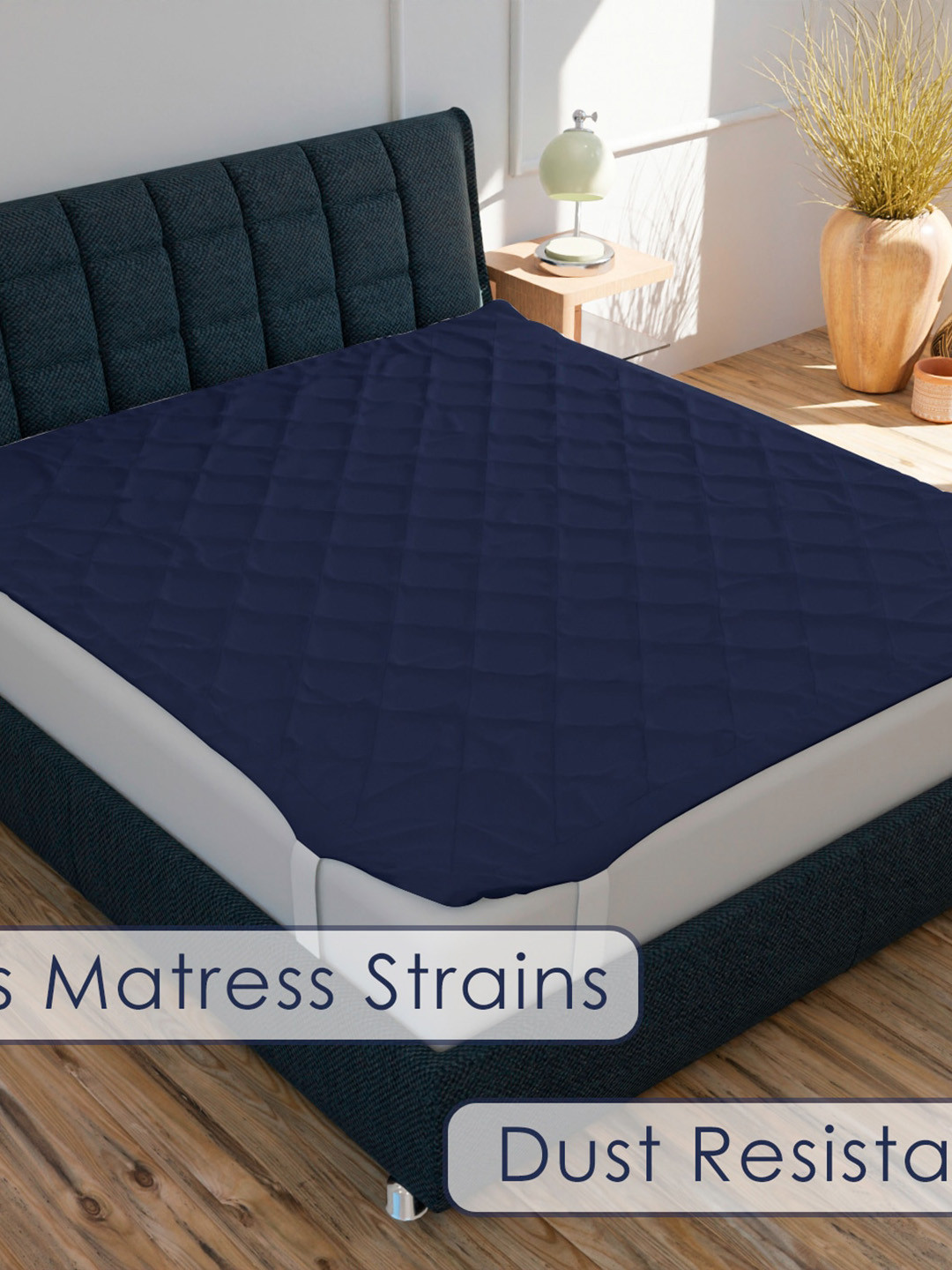 

CURIOUS LIFESTYLE Blue Cotton Double Bed Waterproof Mattress Protector