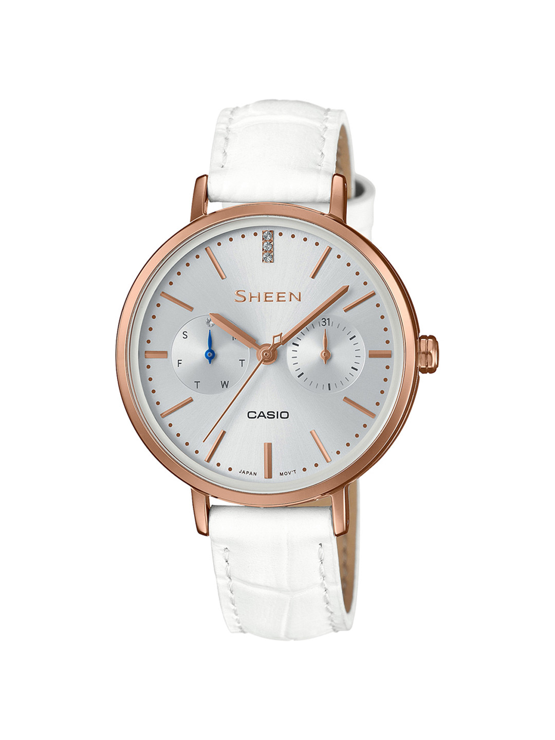 

CASIO Women Silver-Toned Analogue Leather Strap Watch SHE-3054PGL-7AUDR SX197