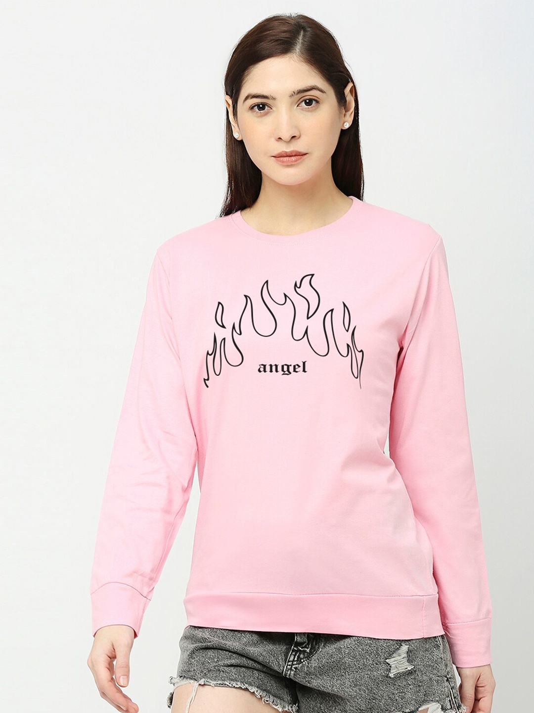 

STATUS MANTRA Typography Printed Cotton T-shirt, Pink