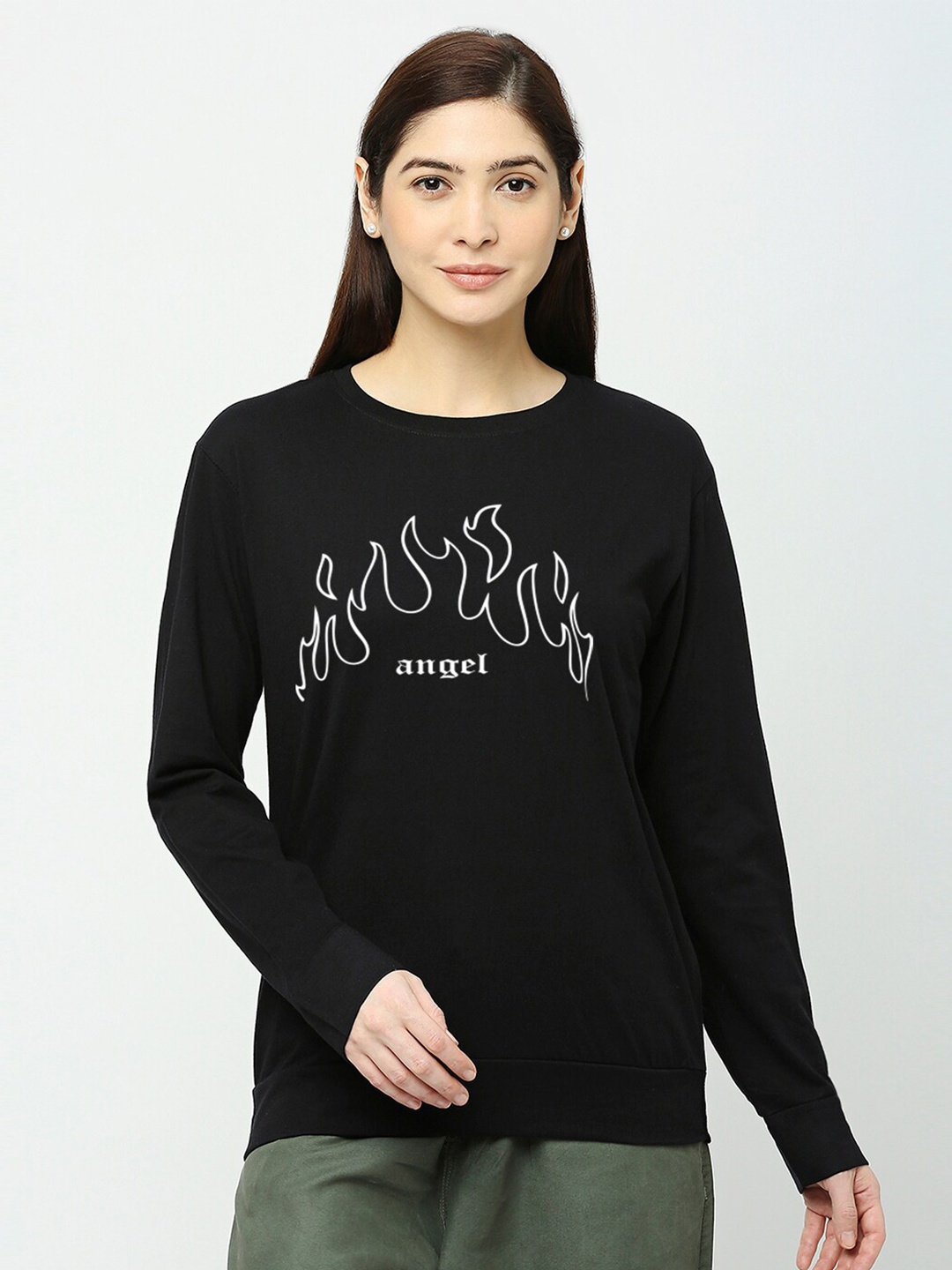 STATUS MANTRA Typography Printed Cotton T-shirt, Black