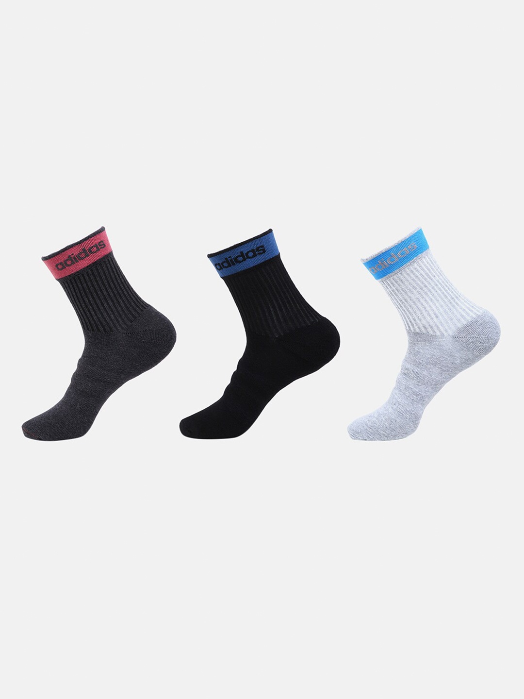 

ADIDAS Men Pack Of 3 Heel & Toe Cushion Ankle-Length Socks, Black