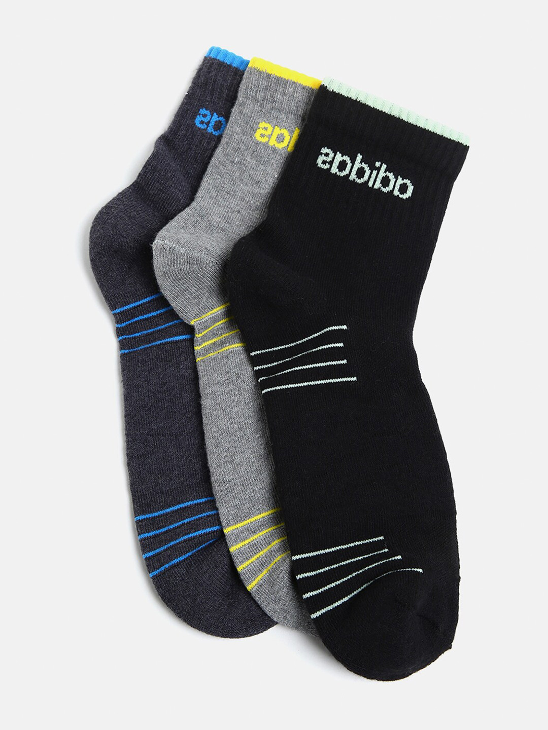 

ADIDAS Men Pack Of 3 Heel & Toe Cushion Ankle-Length Socks, Grey melange
