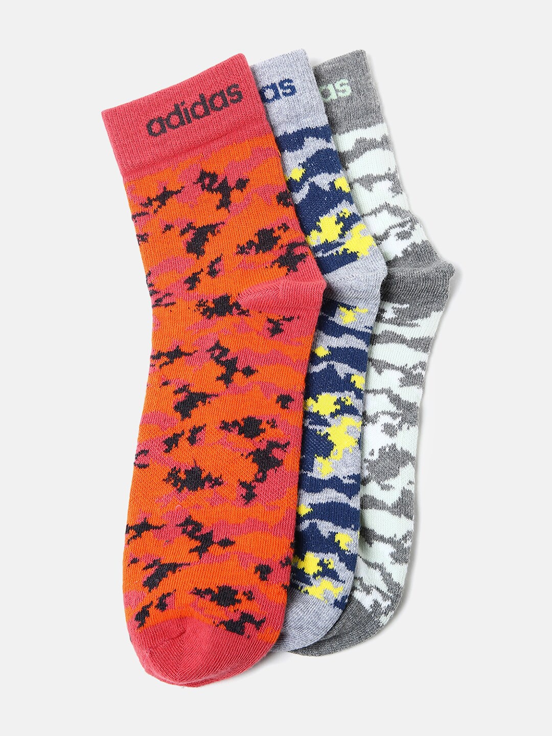 

ADIDAS Men Pack Of 3 Flat Knit Patterned Ankle Socks, Orange