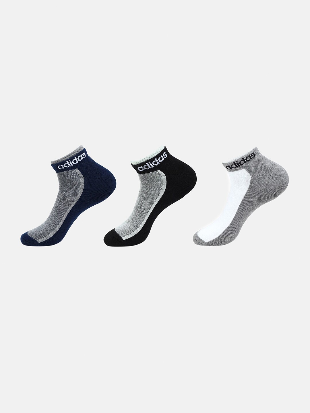 

ADIDAS Men Pack Of 3 Half Cushion Low Cut Ankle-Length Socks, Blue