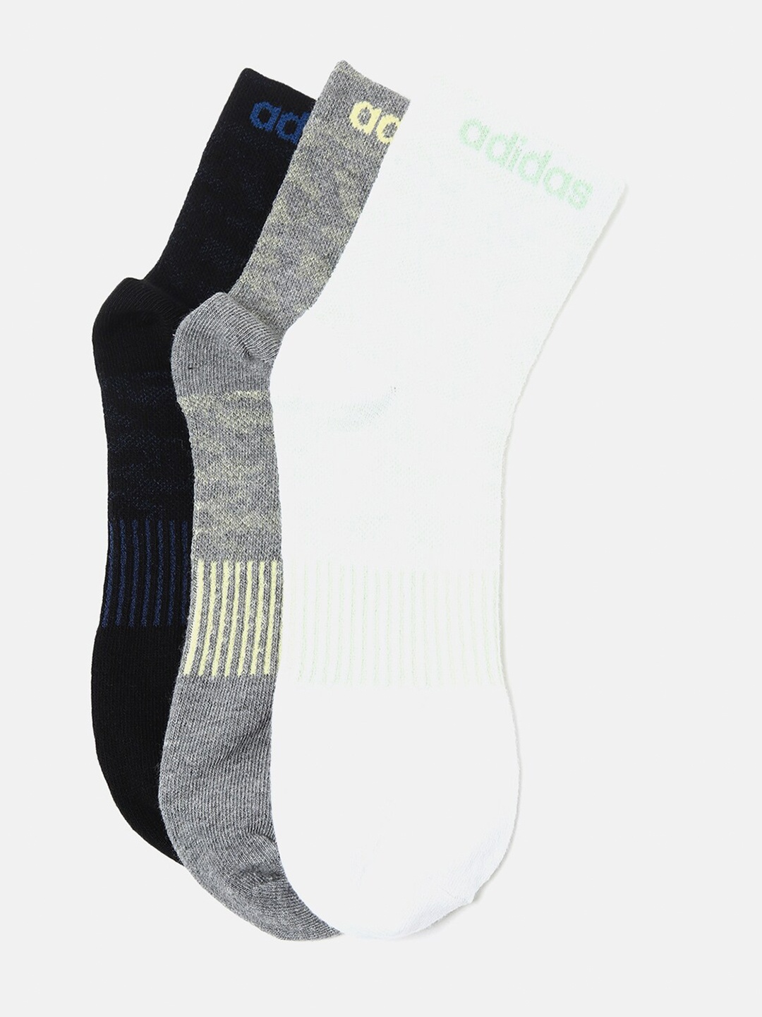 

ADIDAS Men Pack Of 3 Flat Knit Above Ankle-Length Socks, Black