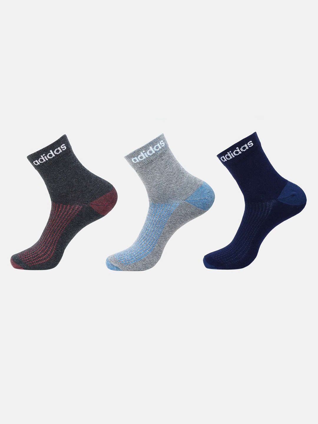 

ADIDAS Men Pack Of 3 Flat Knit Ankle Socks, Grey melange